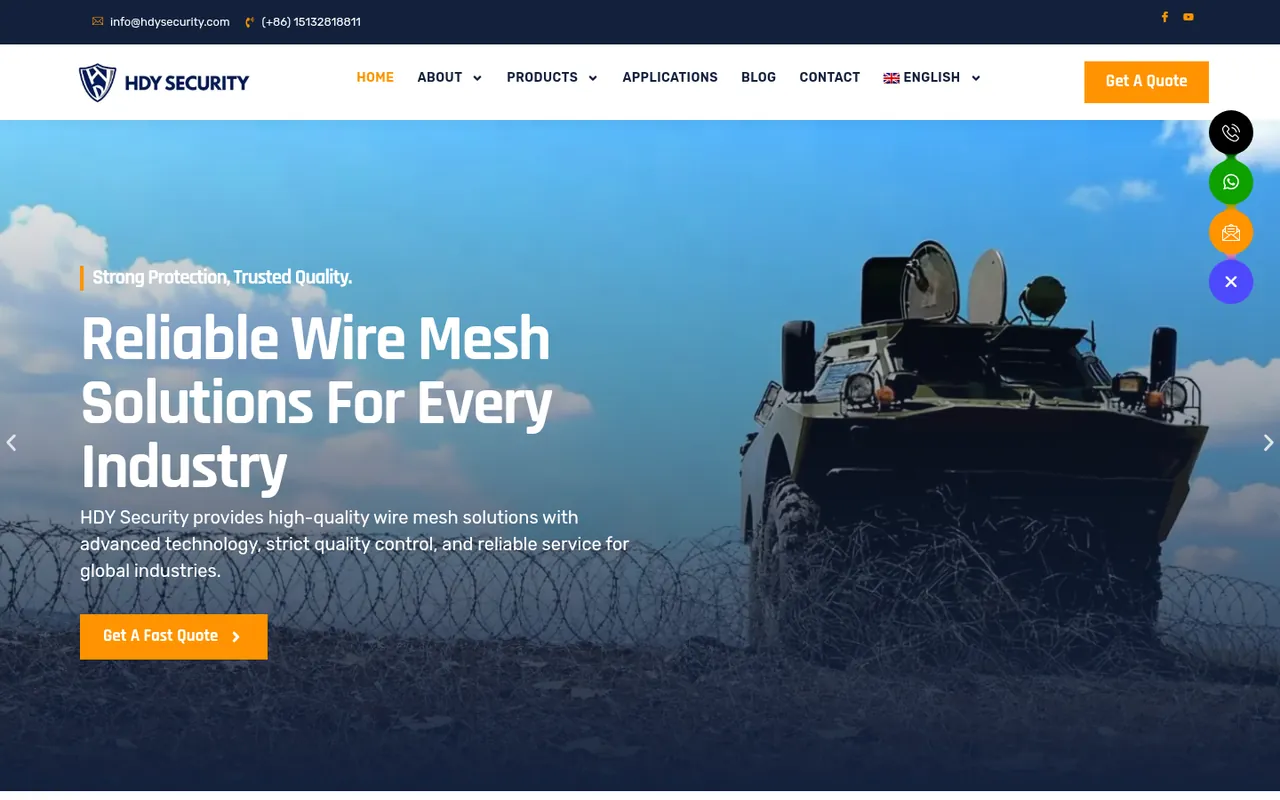 Homepage of hdysecurity.com (HDY Security), screenshot captured 19 October 2026