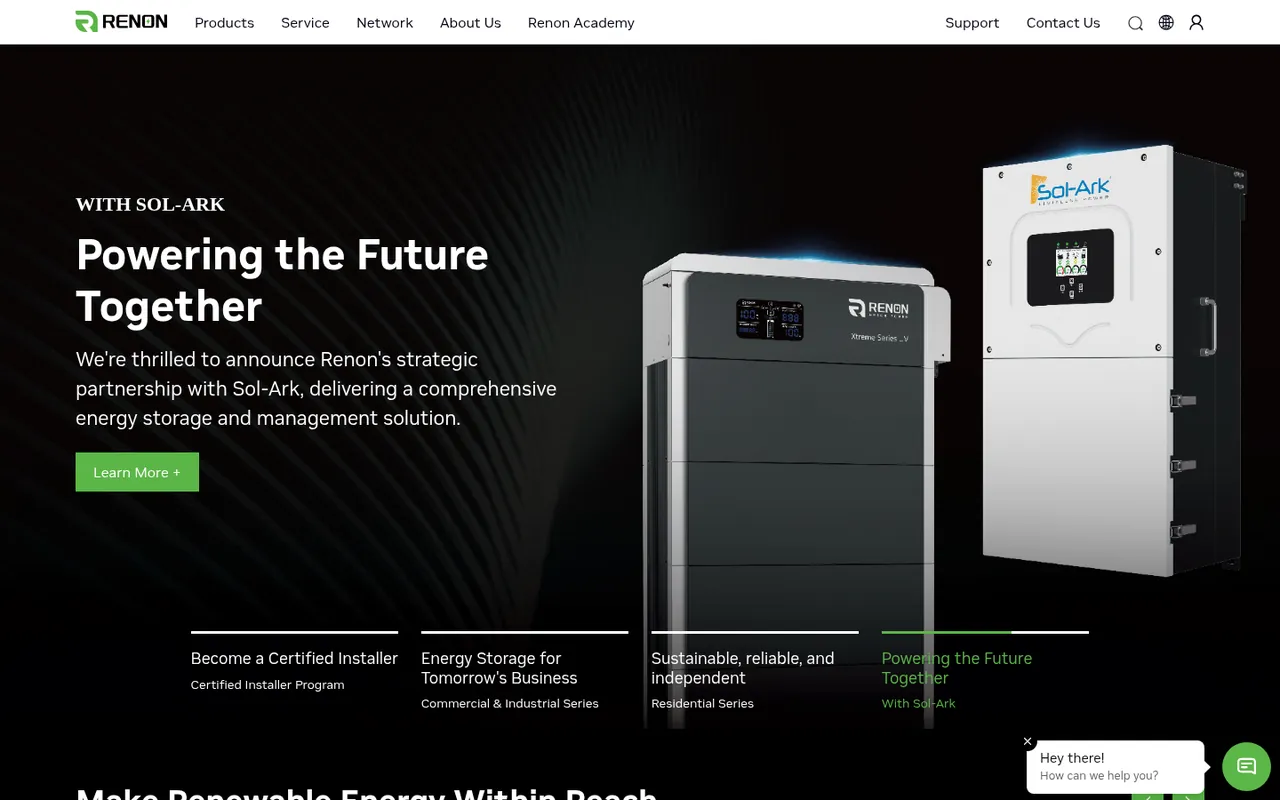 Homepage of renonpower.com (Renon Power), screenshot captured 19 October 2026